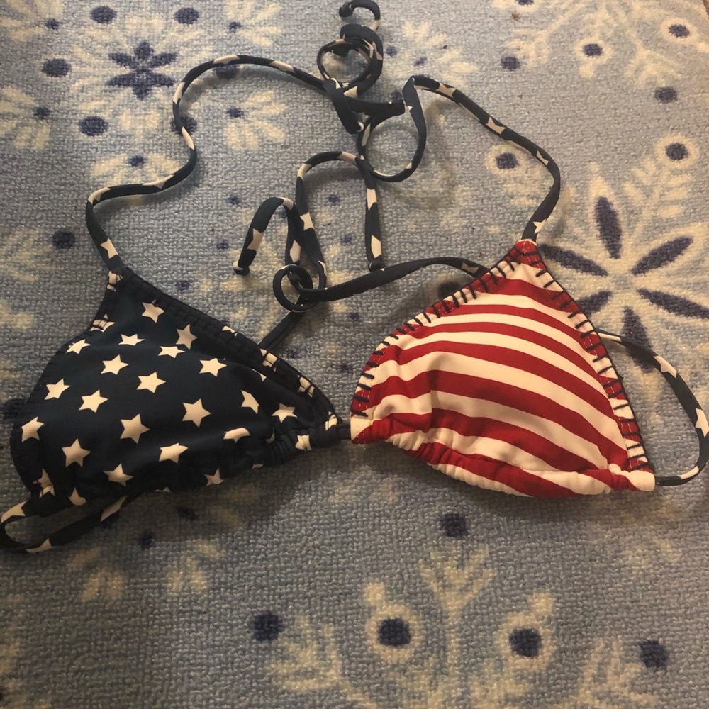 ERIN WASSOM FLAG SWIMSUIT TOP, tie on small
